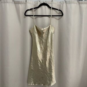 Skylar + Madison Metallic Gold Satin Slip Dress